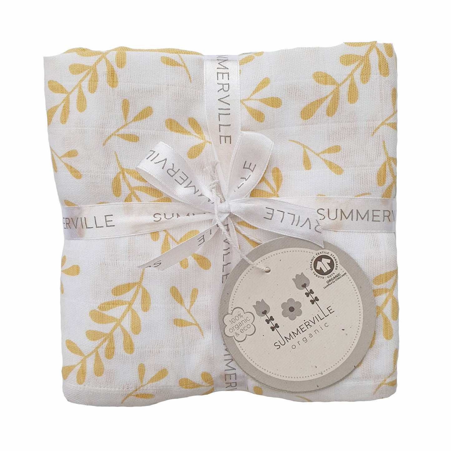 Summerville organic Ekologiska muslinfiltar 4-pack blommig gul