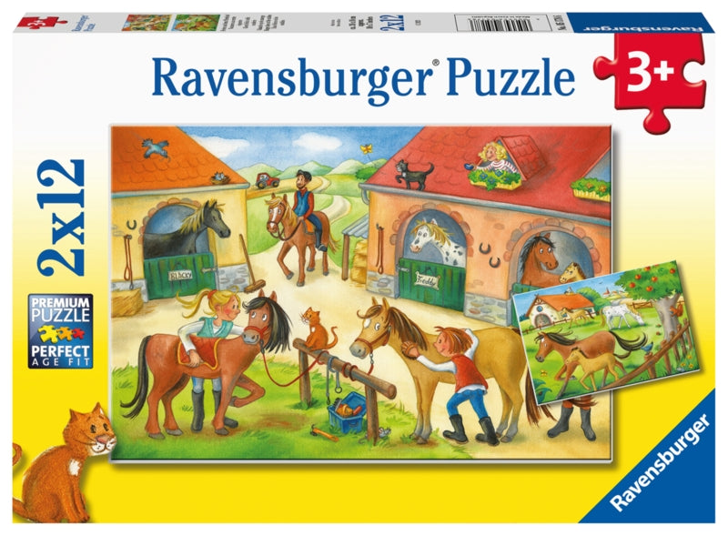 Ravensburger pussel - Happy Days At The Stables 2x12 bitar