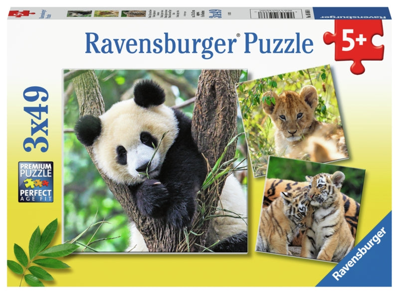Ravensburger pussel - Panda, Lion And Tiger 3x49 bitar