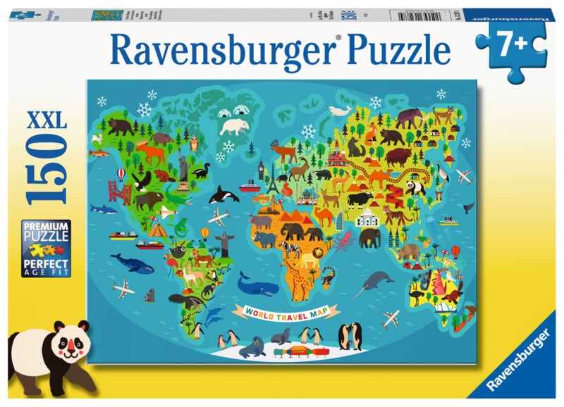 Ravensburger pussel - Animal World Map 150 bitar