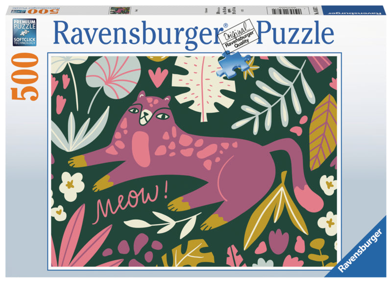 Ravensburger pussel - Pink Cat In The Meadow 500 bitar