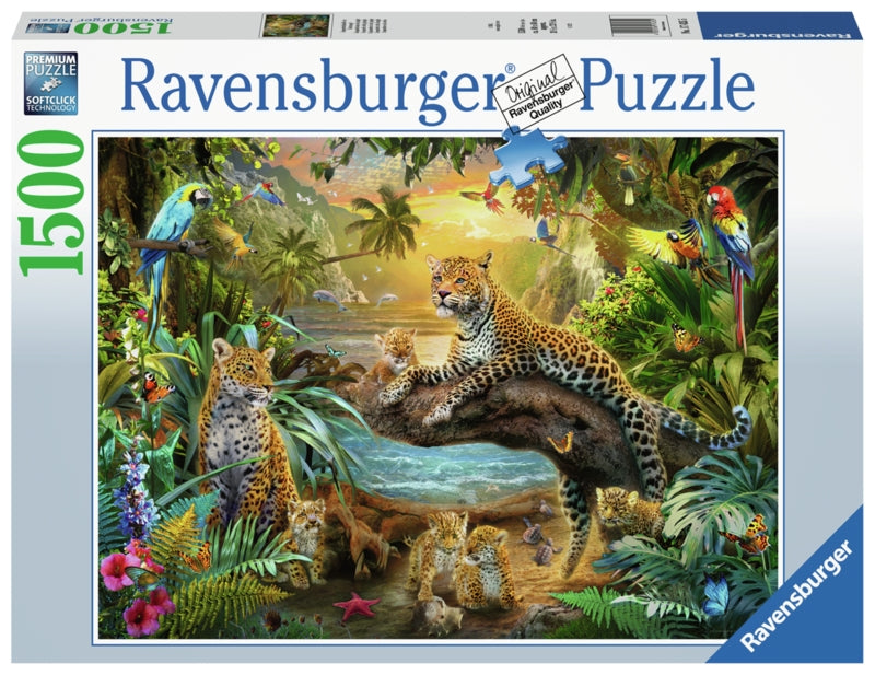 Ravensburger pussel - Leopard Family In The Jungle 1500 bitar
