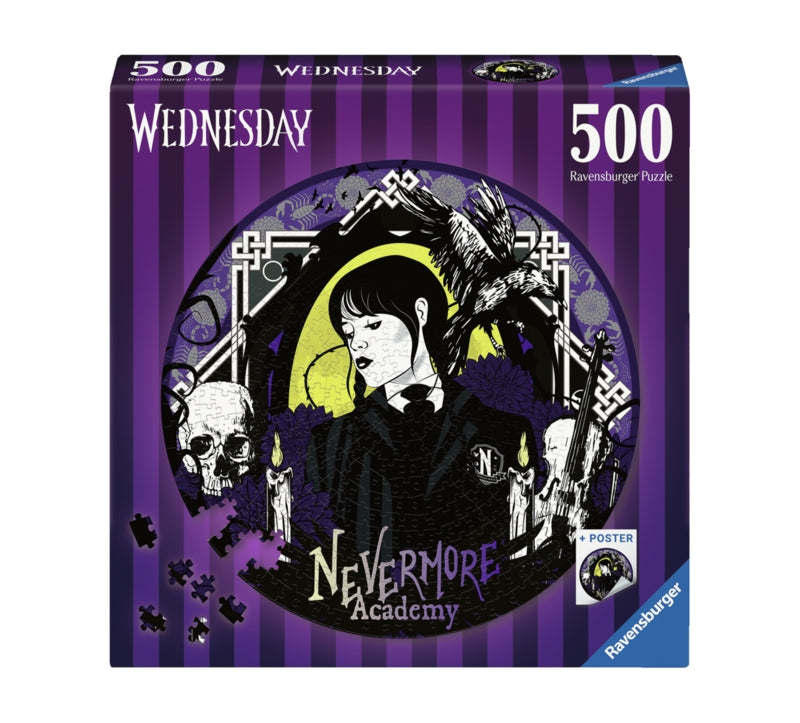 Ravensburger pussel - Wednesday Nevermore Circular 500 bitar