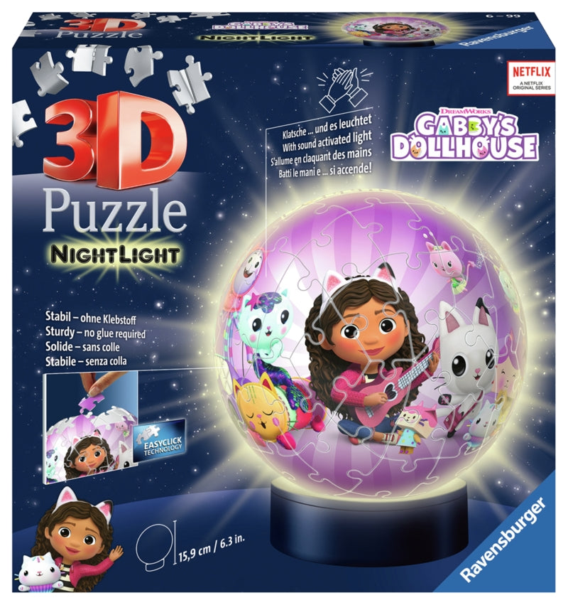 Ravensburger pussel - Gabby's Dollhouse Night Light 3D Ball 72 bitar