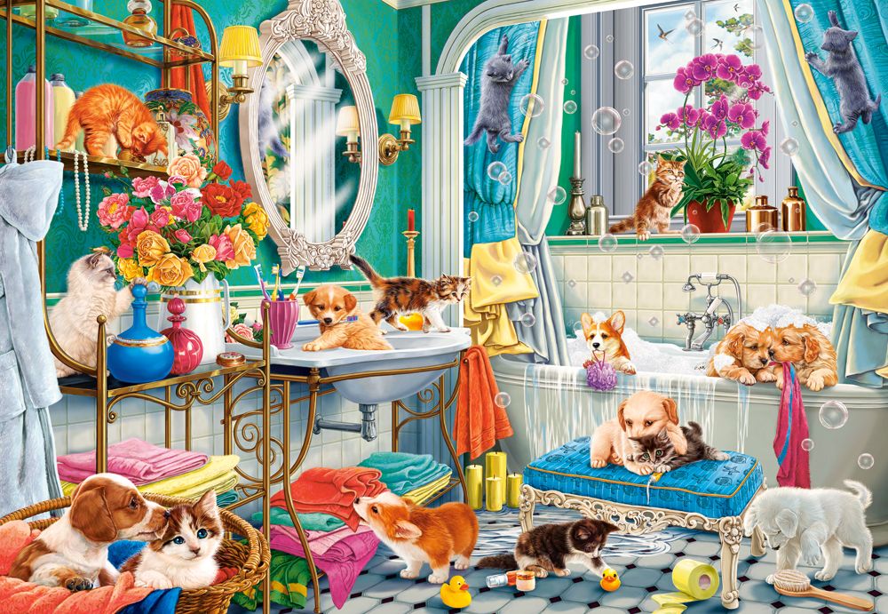 KIDEK pussel - Crazy Pet Bath, 1500-bitar