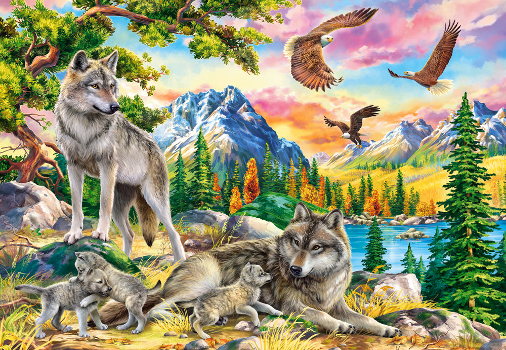 KIDEK pussel - Wolf Family and Eagles, 1000-bitar