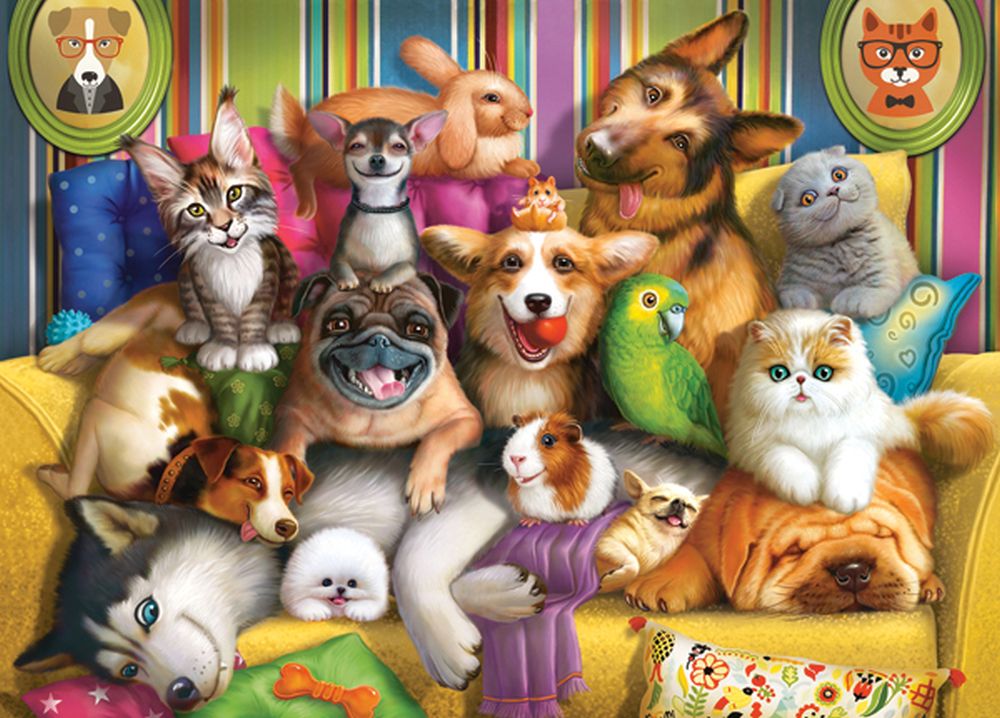 KIDEK pussel - Playful Pets, 60-bitar