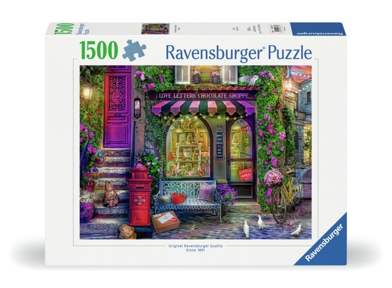 Ravensburger pussel - Love Letters Chocolate Shop 1500 bitar