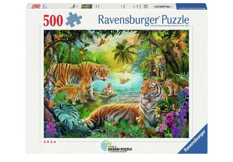 Ravensburger pussel - Tiger Family In The Oasis 500 bitar