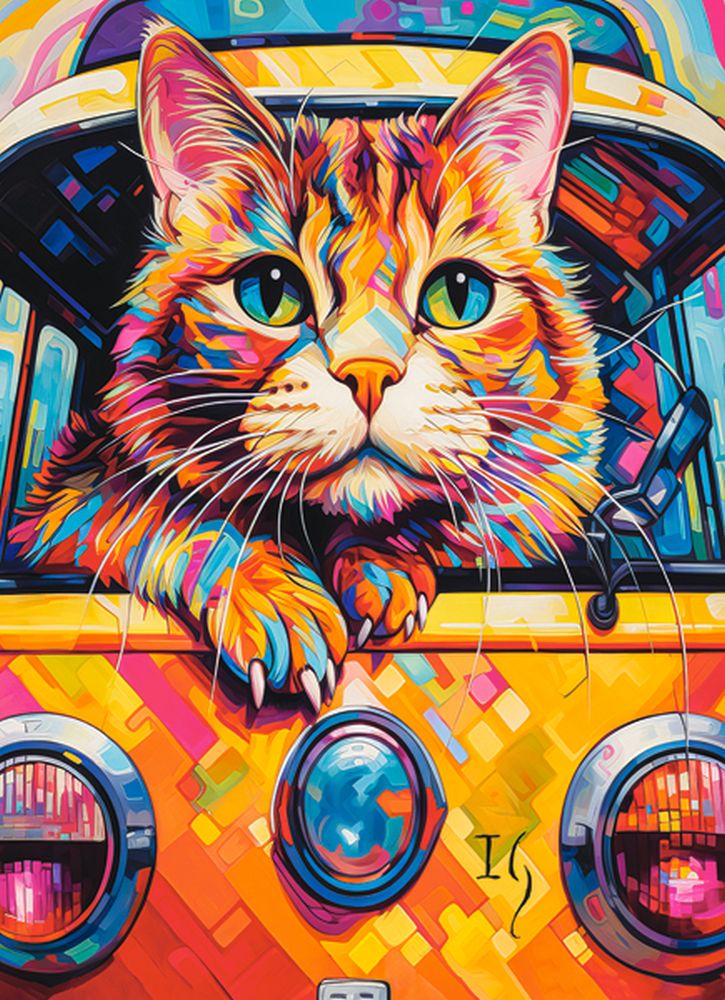 KIDEK pussel - Cat Bus Travel, 100-bitar