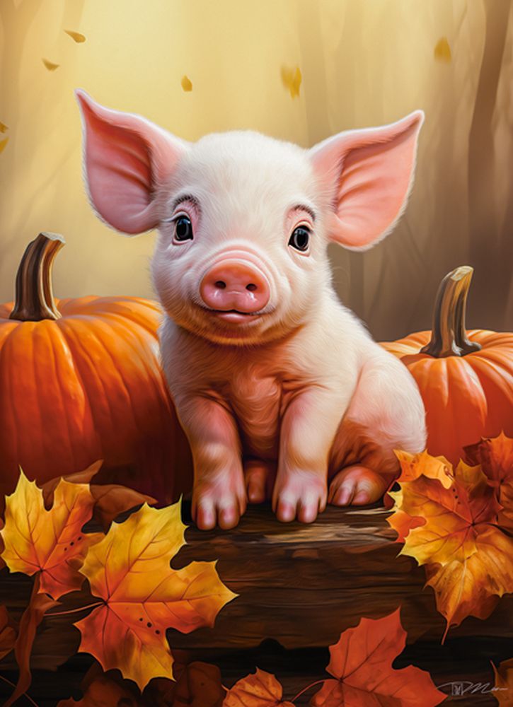 KIDEK pussel - Cute Fall Piglet, 300-bitar