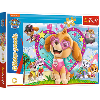 KÄRNAN, PUSSEL, TREFL - 100 BIT GLITTER PAW PATROL