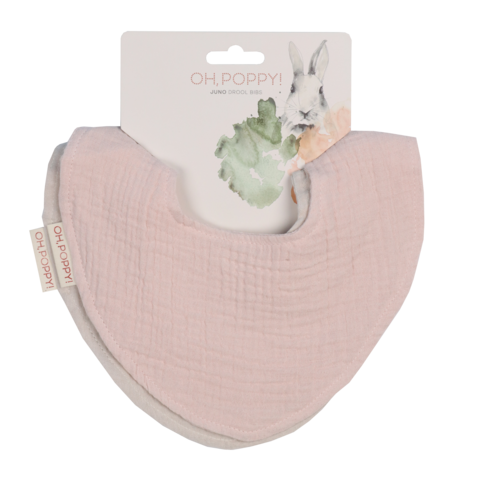 Oh, Poppy! JUNO DROOL BIBS 2-P Powder Pink / Linen Beige