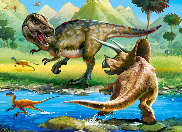 KIDEK pussel - Tyrannosaurus vs Triceratops, 70-bitar