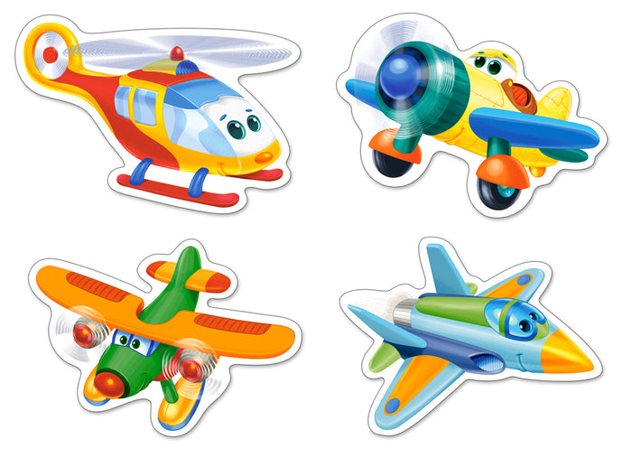 KIDEK pussel - Funny Planes, 4 bitar pussel - 3 bitar, 4 bitar, 6 bitar och 9 bitar