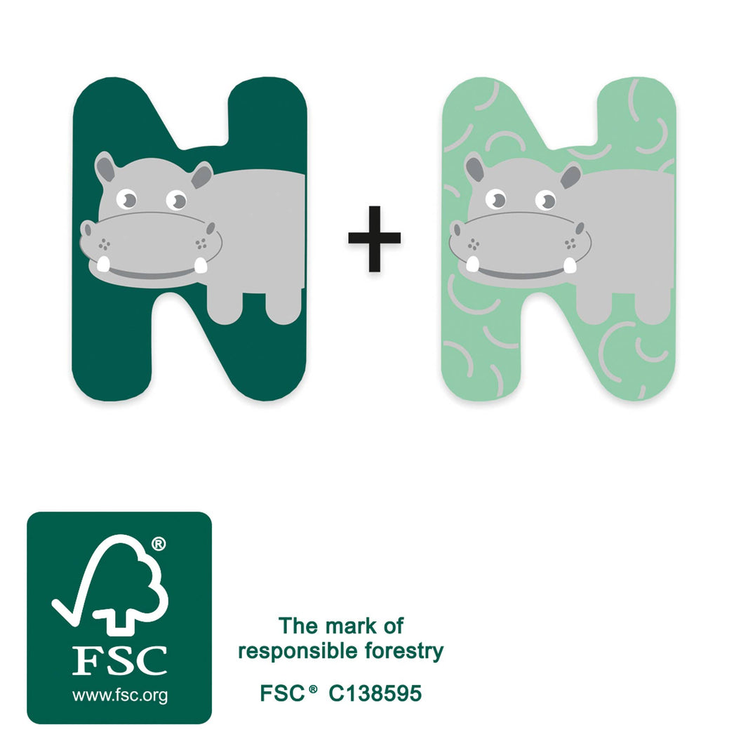 small foot Träbokstav N Flodhäst