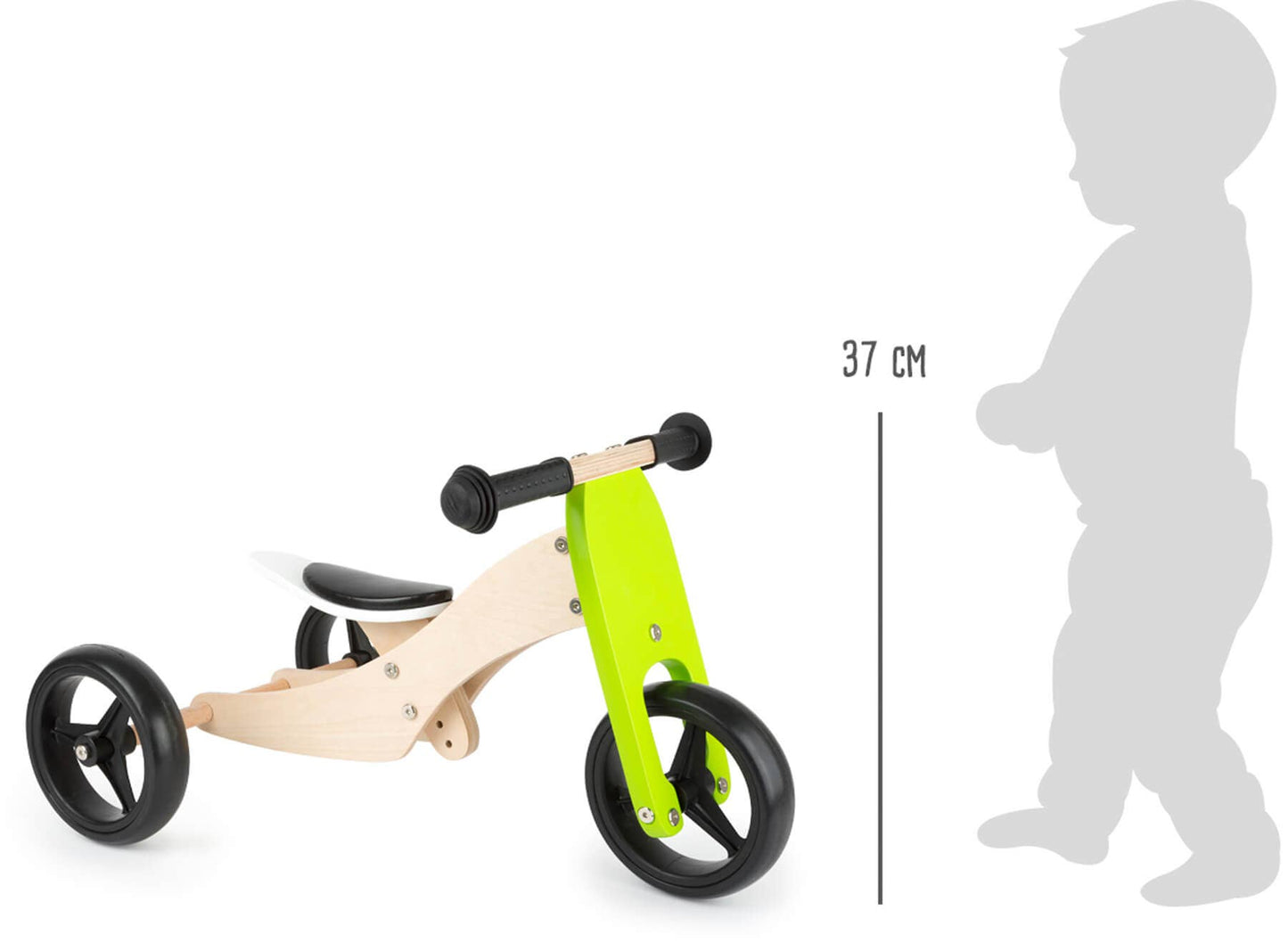 small foot Balanscykel Trike 2 In 1 Green | Hjul | Trä