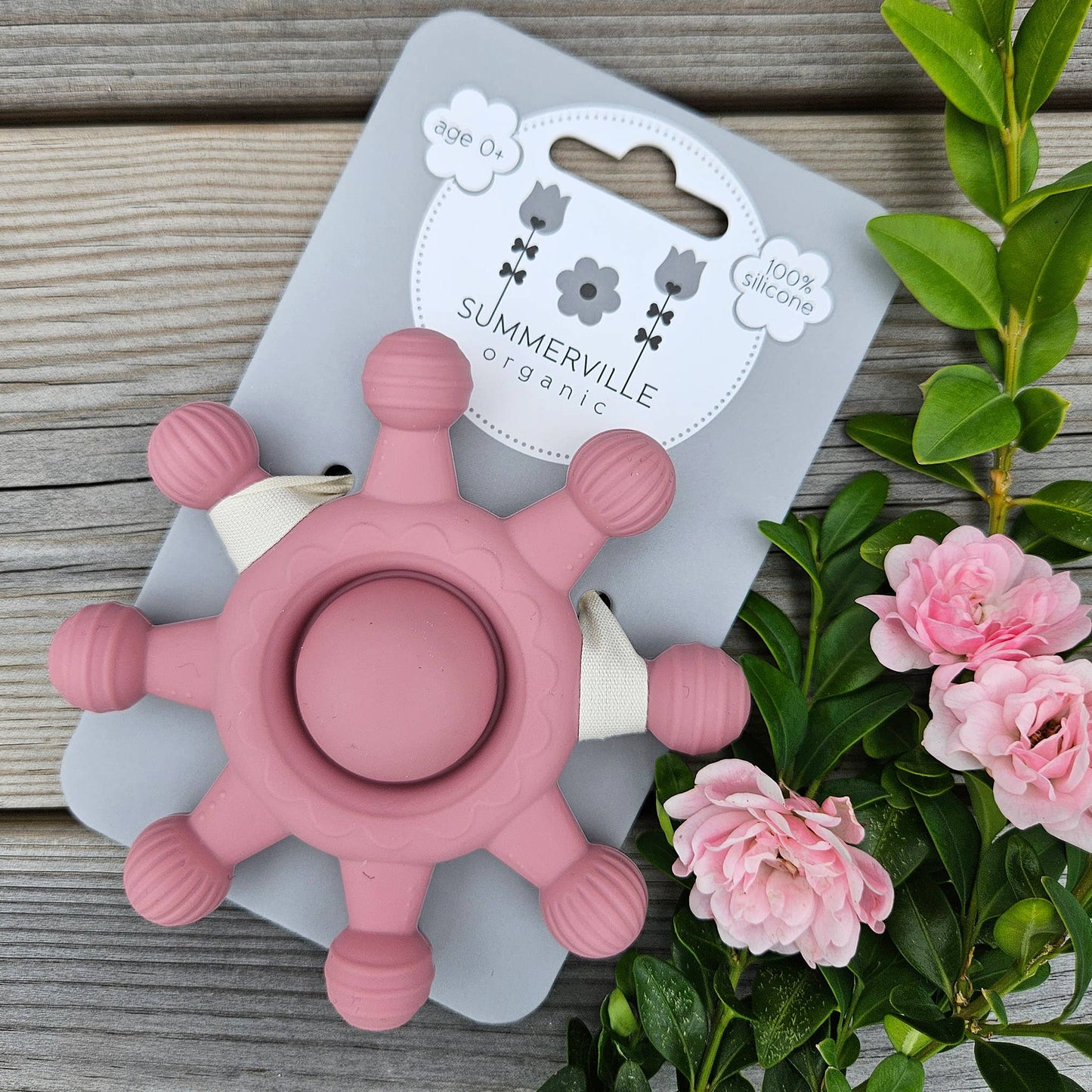 Summerville organic Babysilikonbitring Cirkus Dammig ros