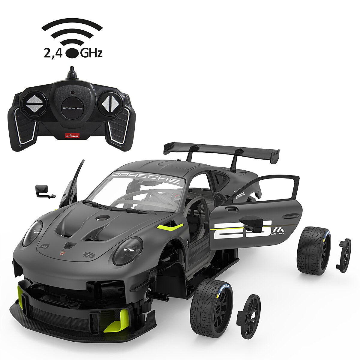 JAMARA Porsche 911 GT2 RS Clubsport 25 1:18 grey 2,4 GHz construction kit