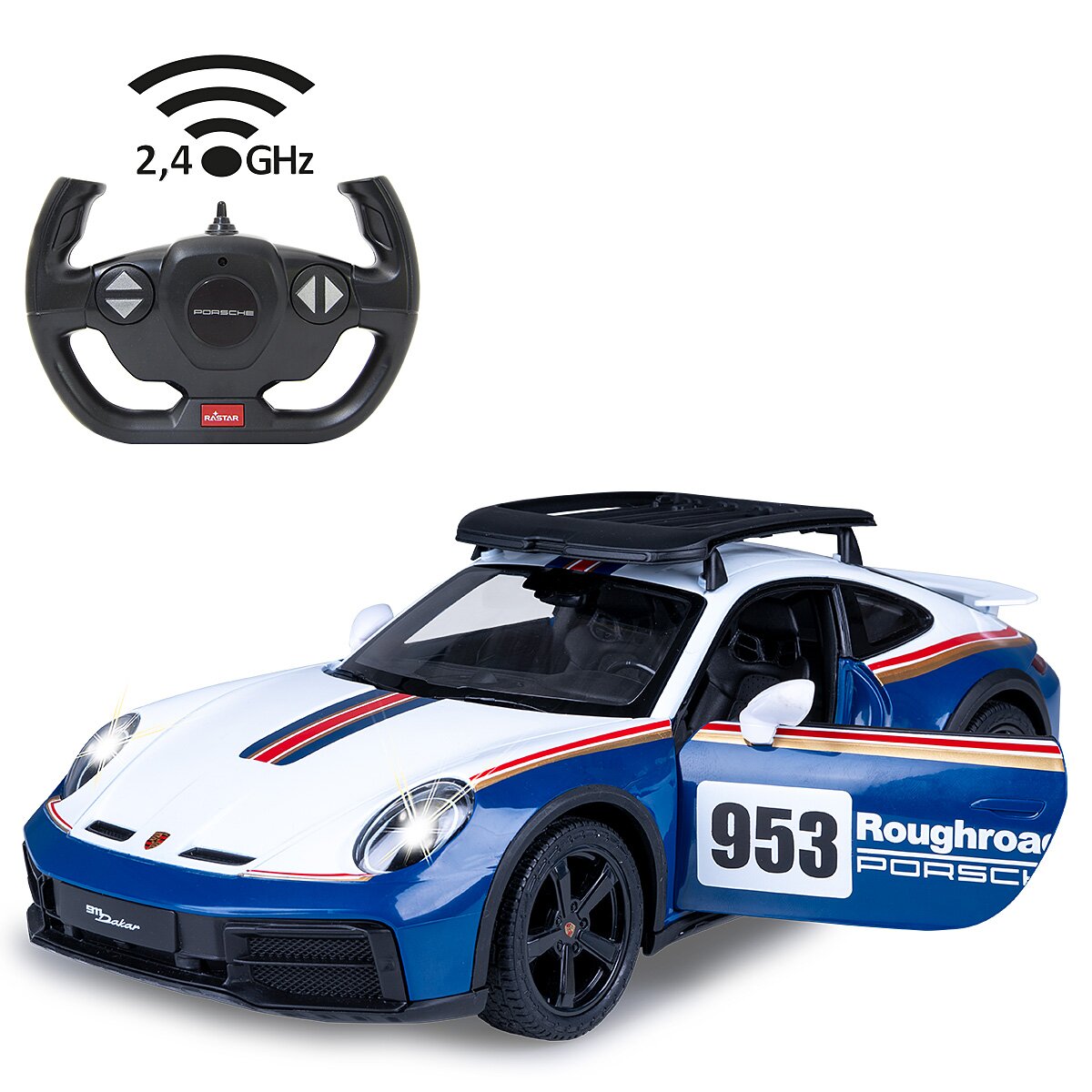JAMARA Porsche 911 Dakar Performance 1:14 blue 2,4GHz door manual
