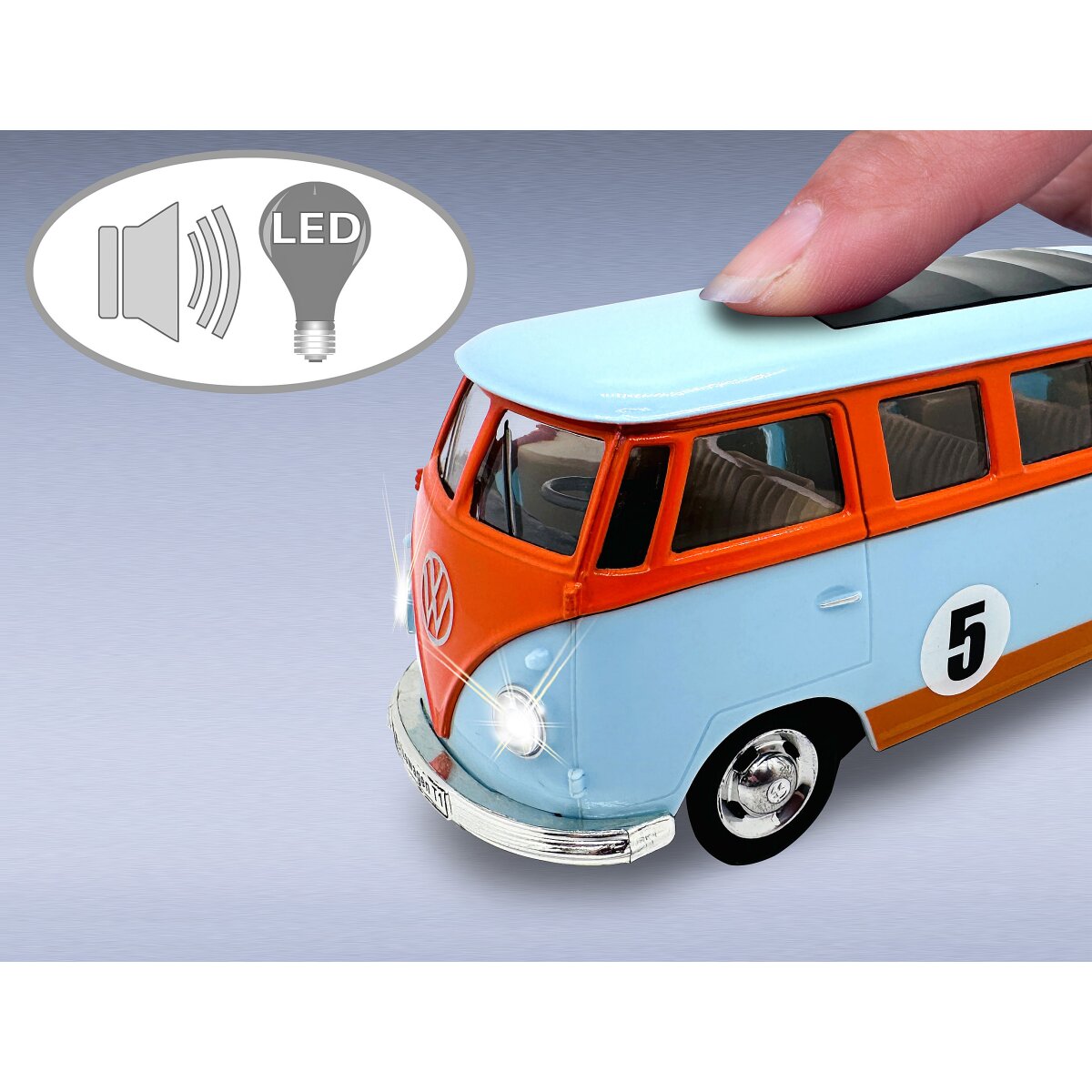 JAMARA Volkwagen T1 Diecast 1:30 light blue incl. Button cells