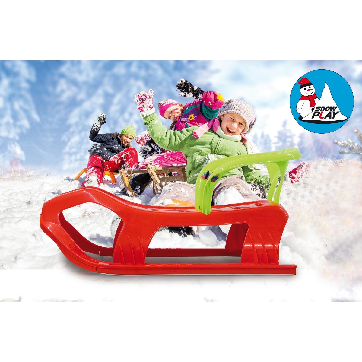 Snow Play Sled Snow-Star med ryggstöd