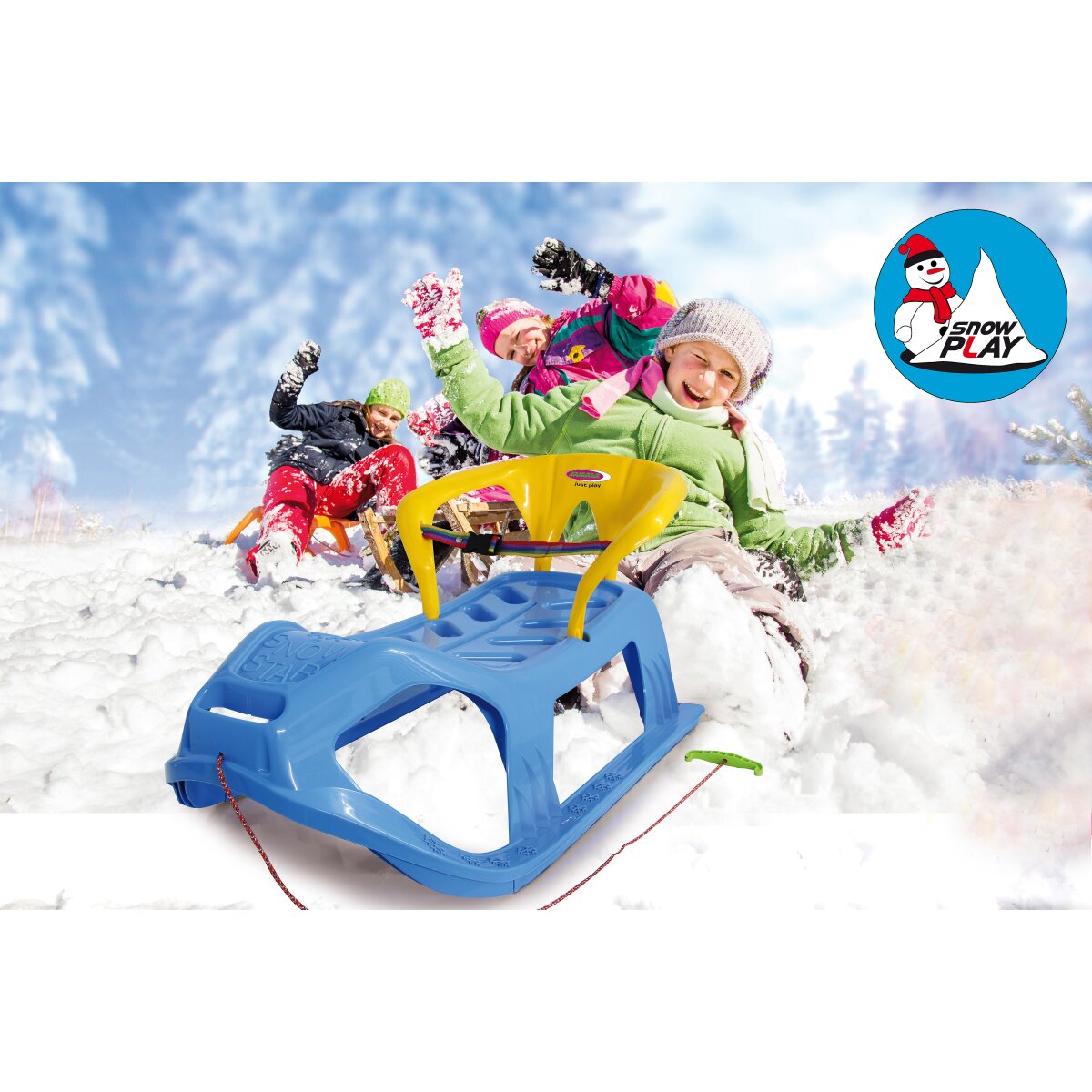 Snow Play Sled Snow-Star med ryggstöd