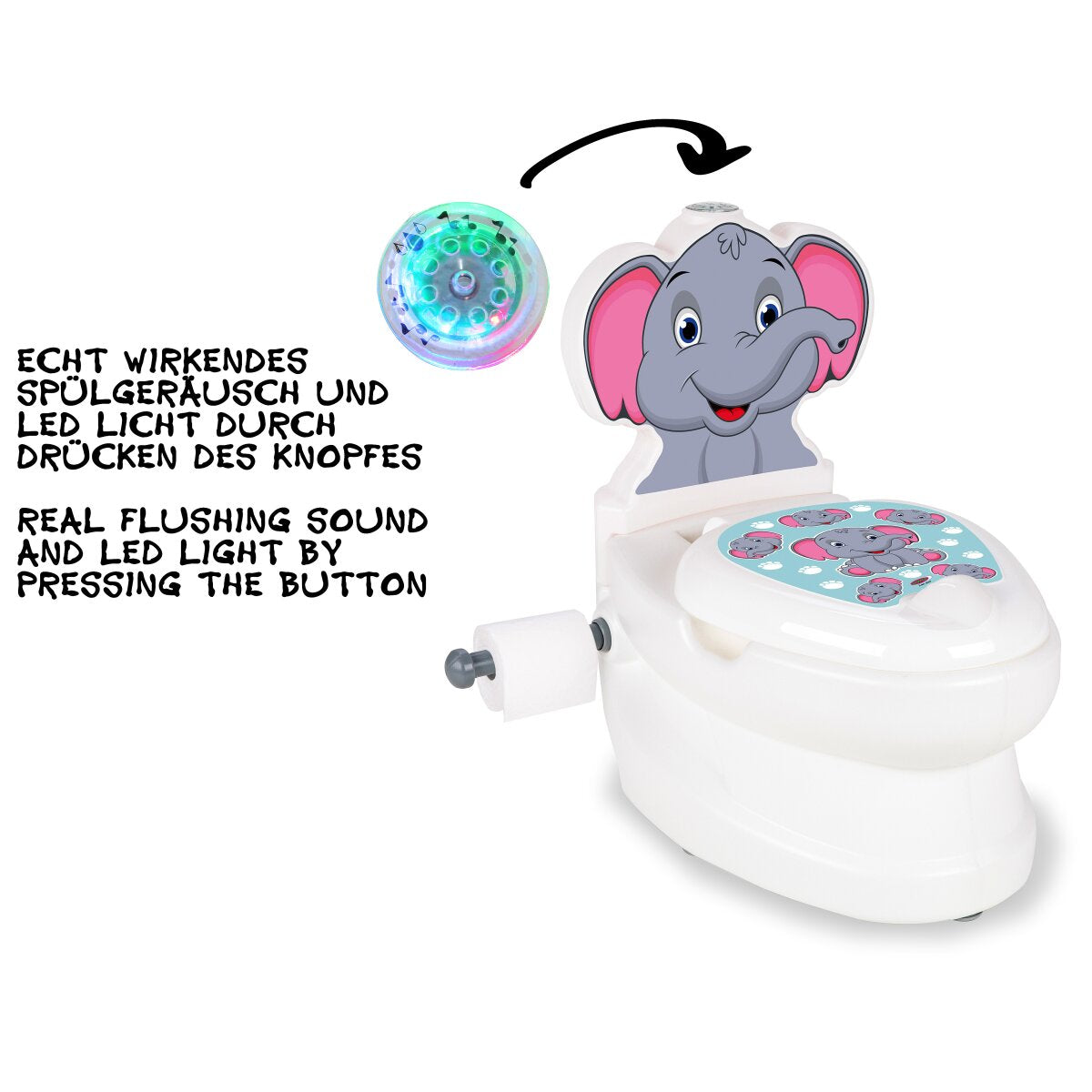 JAMARA My small Toilet Elephant with flush sound and Toiletn paper holder