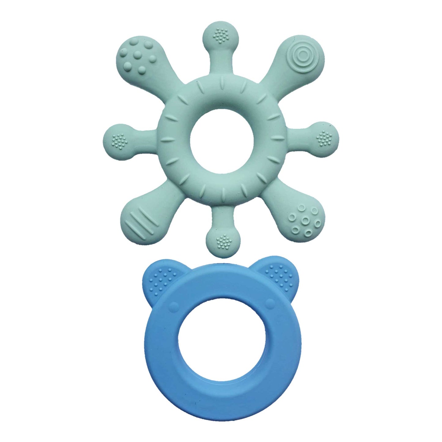 Summerville organic Silikon Baby Rattle + Teether blågrön