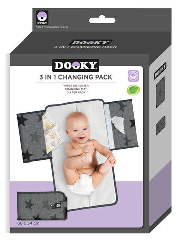 Dooky 3-In 1 Skötmatta Grey Crowns