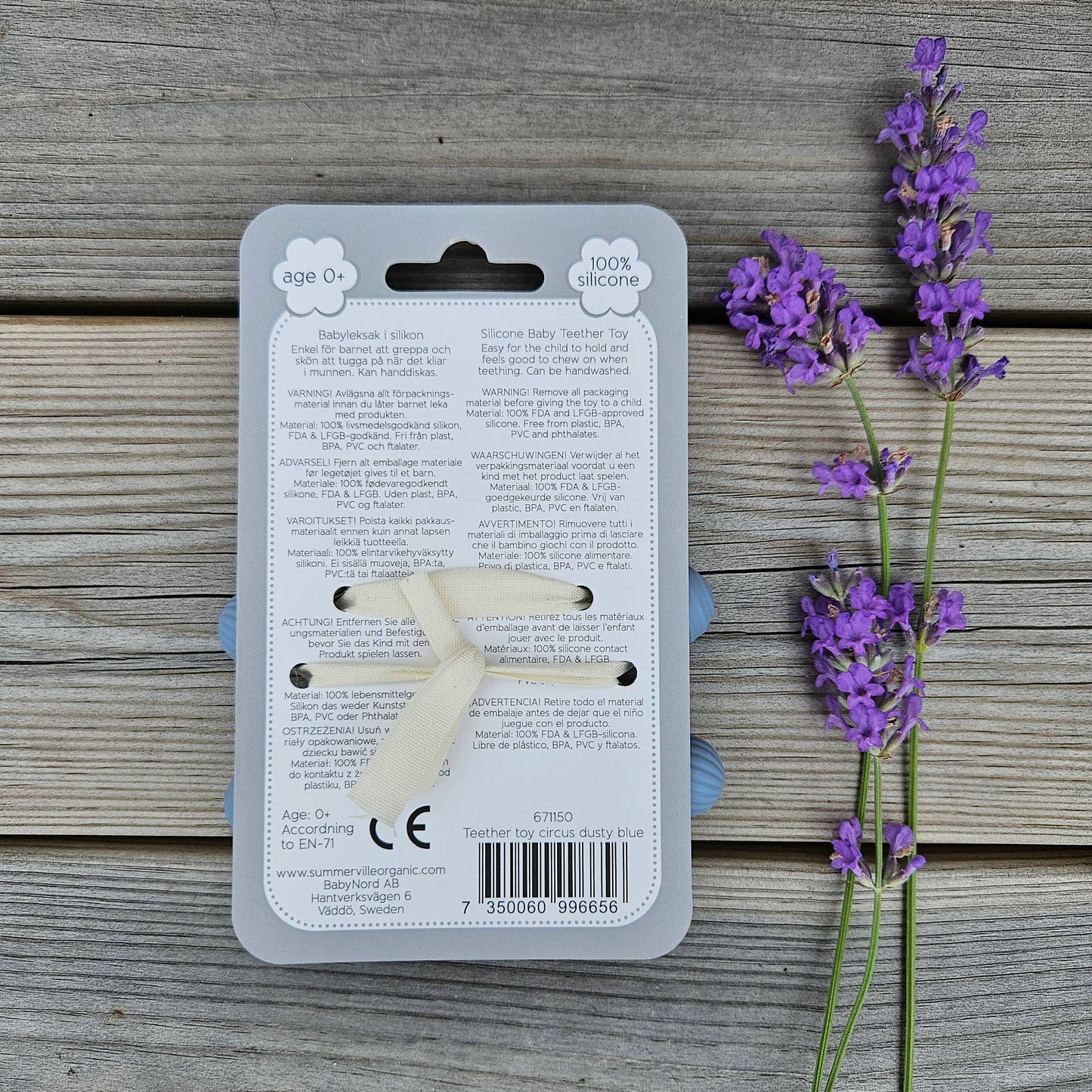 Summerville organic Babysilikonbitring Cirkus Dammig blå