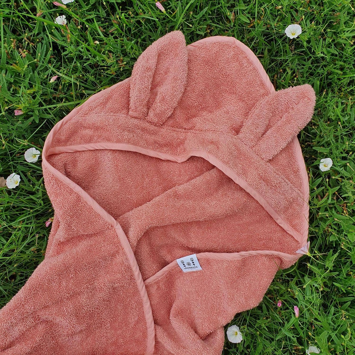 Summerville organic Ekologisk babyhandduk med huva Rabbit Misty Rose