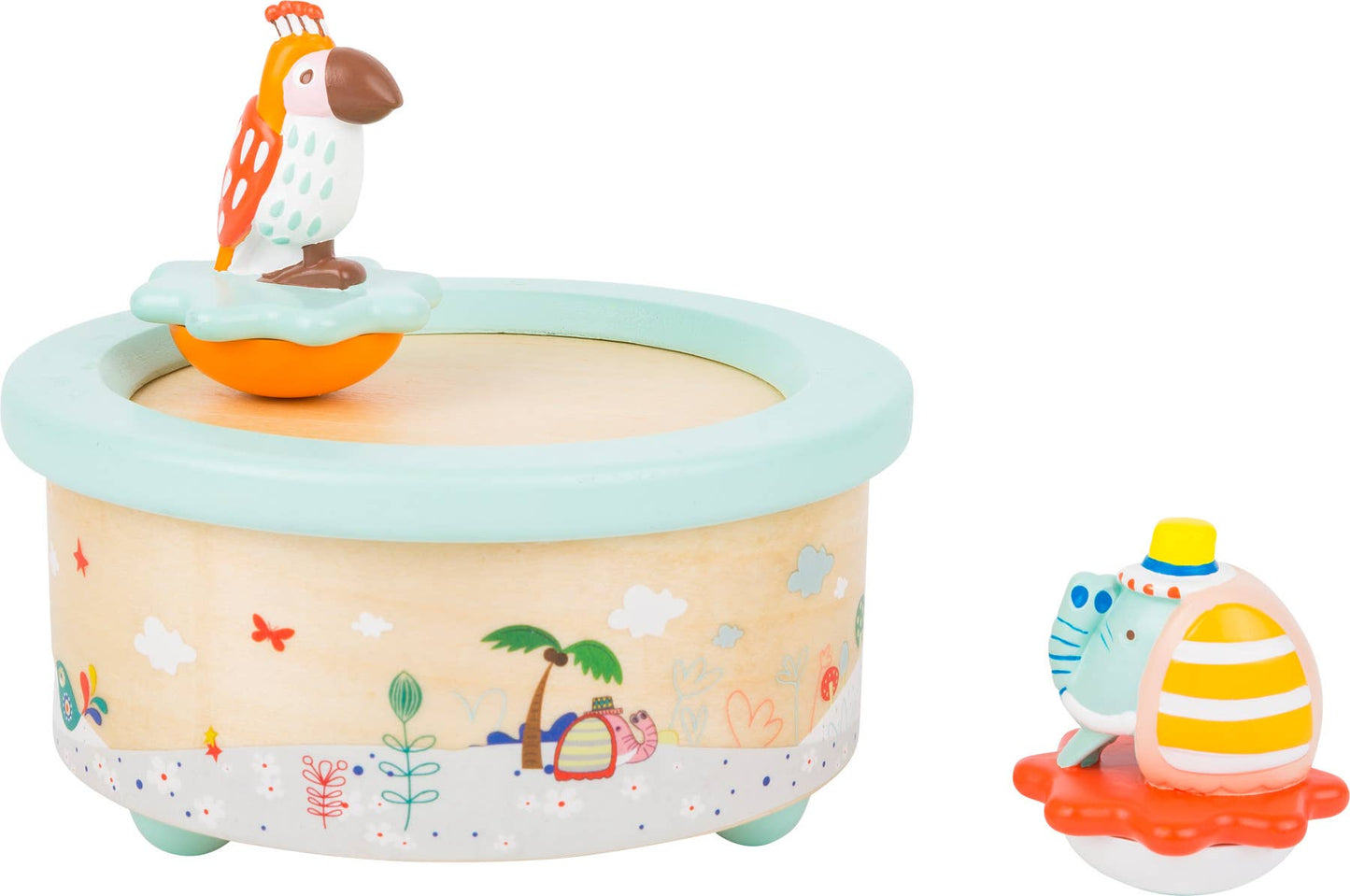 small foot Papegoja Och Elephant Music Box | Speldosor | Trä