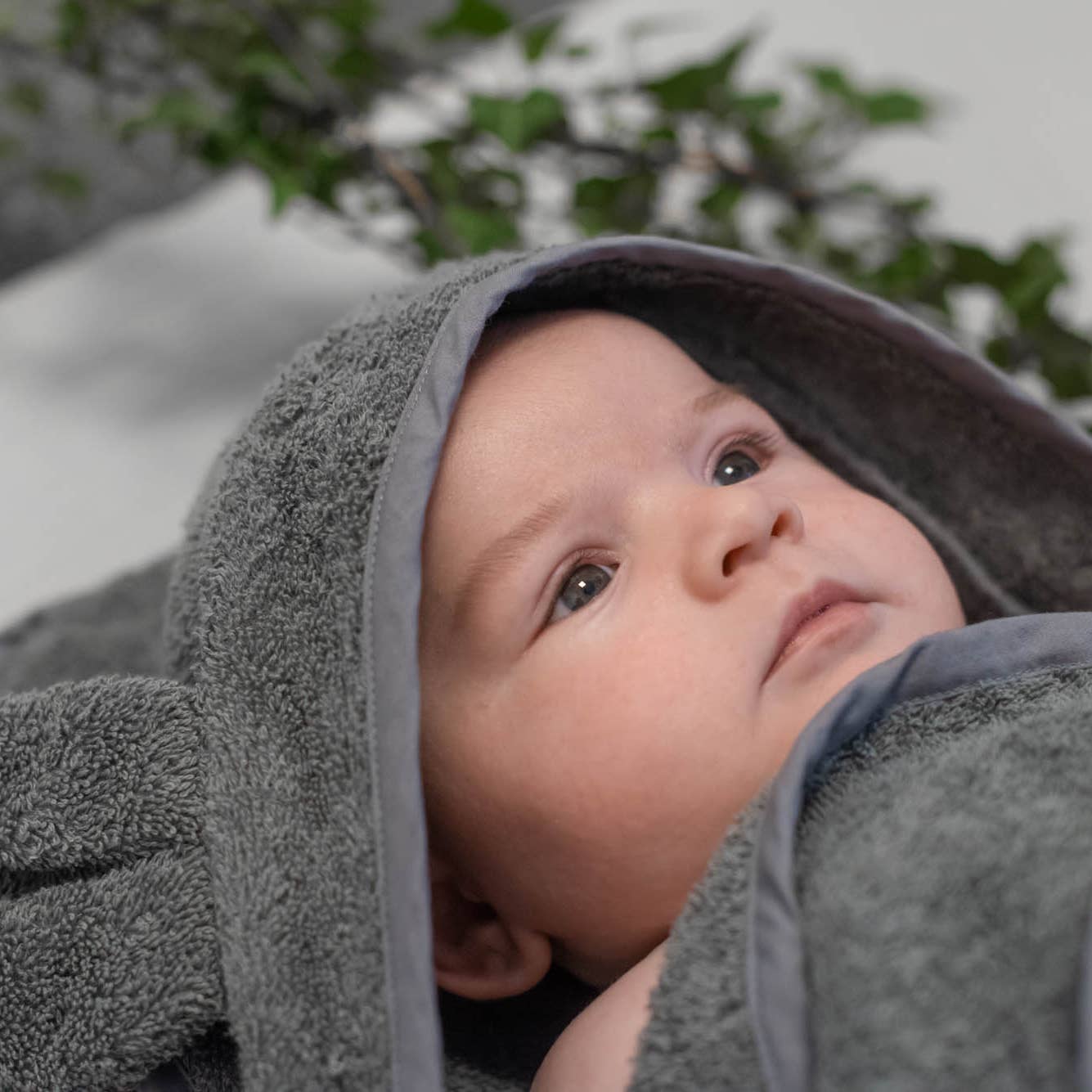 Ekologisk babyhandduk med huva Kanin Grå
