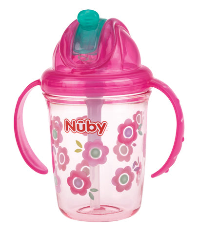 Nuby Twin handle made with tritan Flip it Pink Flower 240 ml +12m