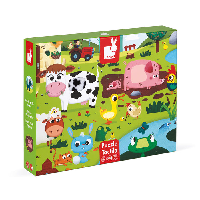 Janod - Tactile Puzzle Farm Animals 20 bitar