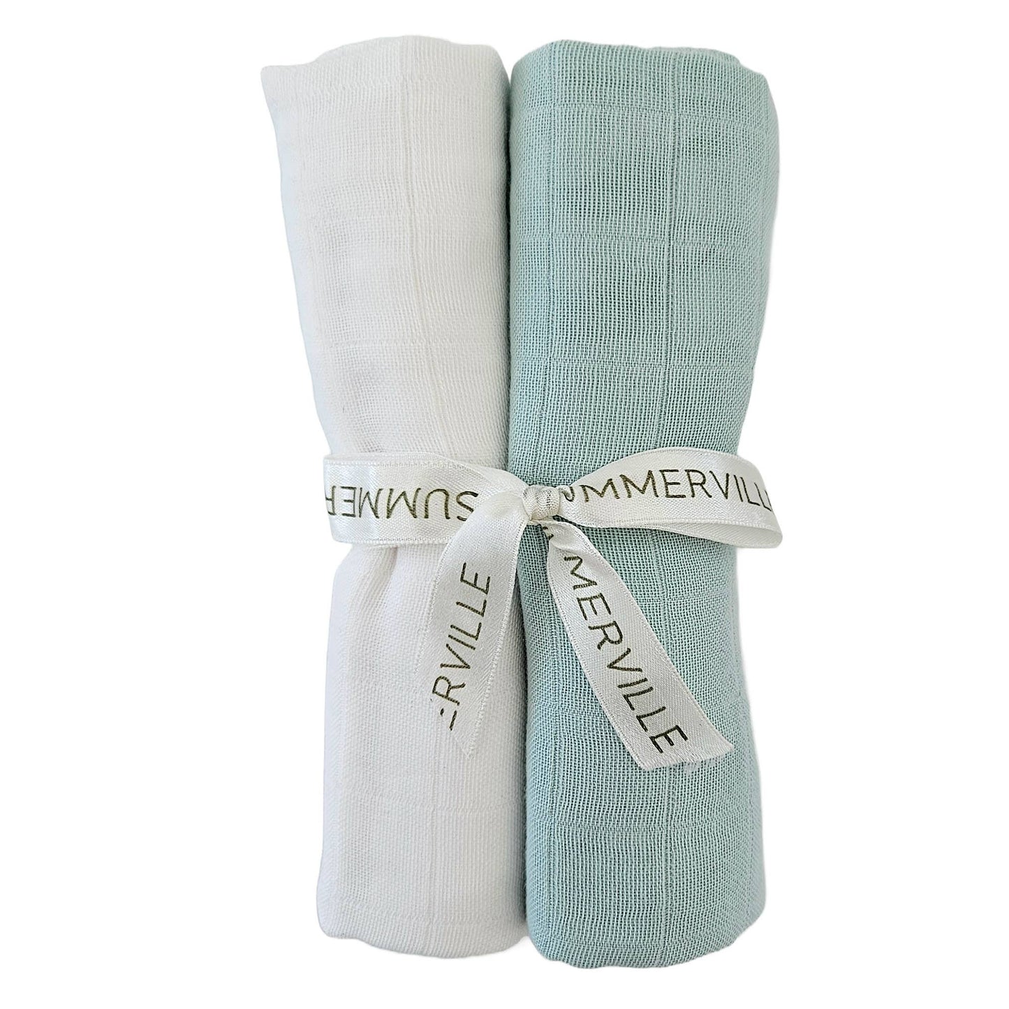 Summerville organic Babyfiltar i muslin 2-pack Isblå + Vit GOTS