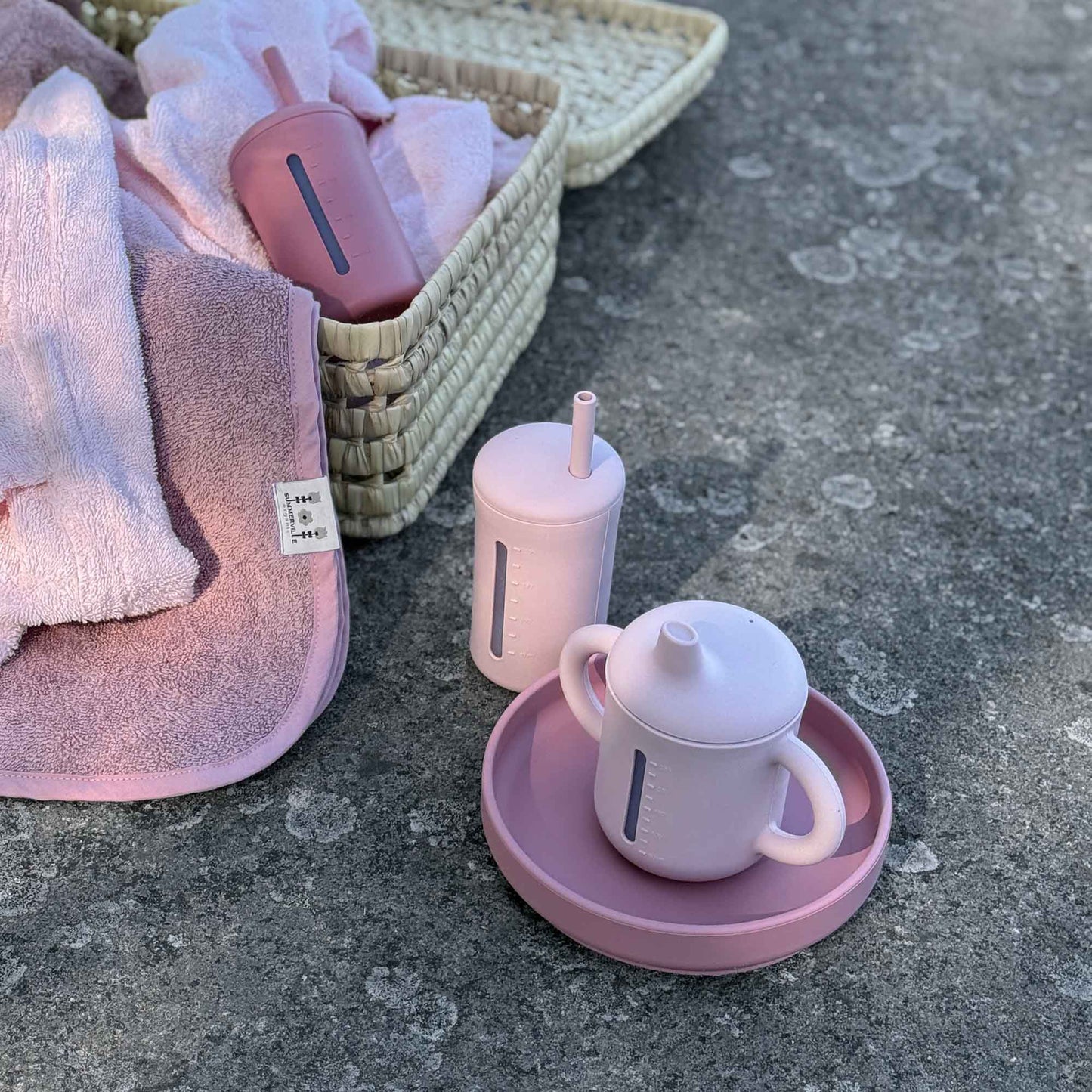 Mugg med sugrör silikon 200 ml blek mauve