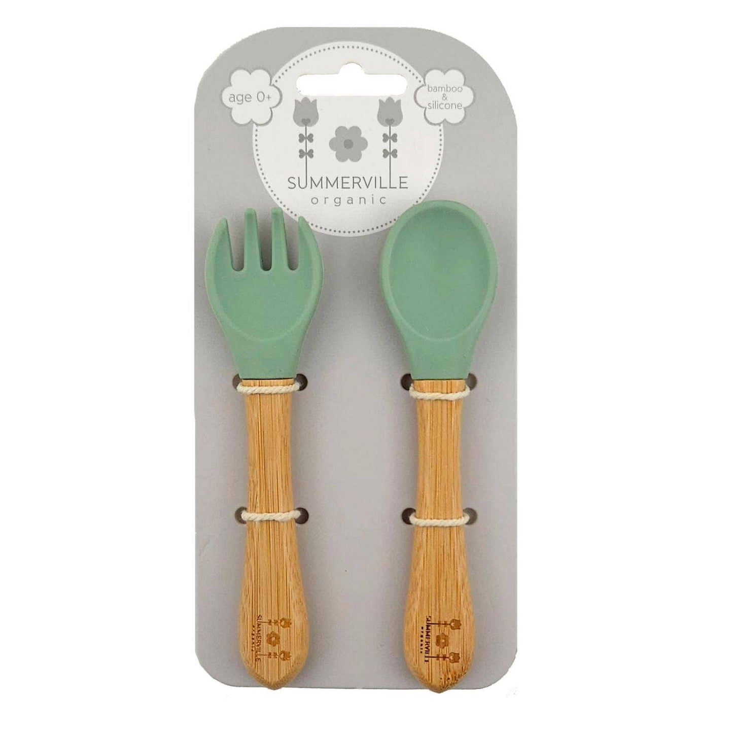 Summerville organic Sked och gaffel bambu cameo grön