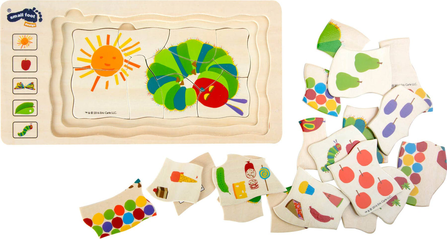 small foot Det mycket hungriga Caterpillar Layer Puzzle | Pussel | Trä