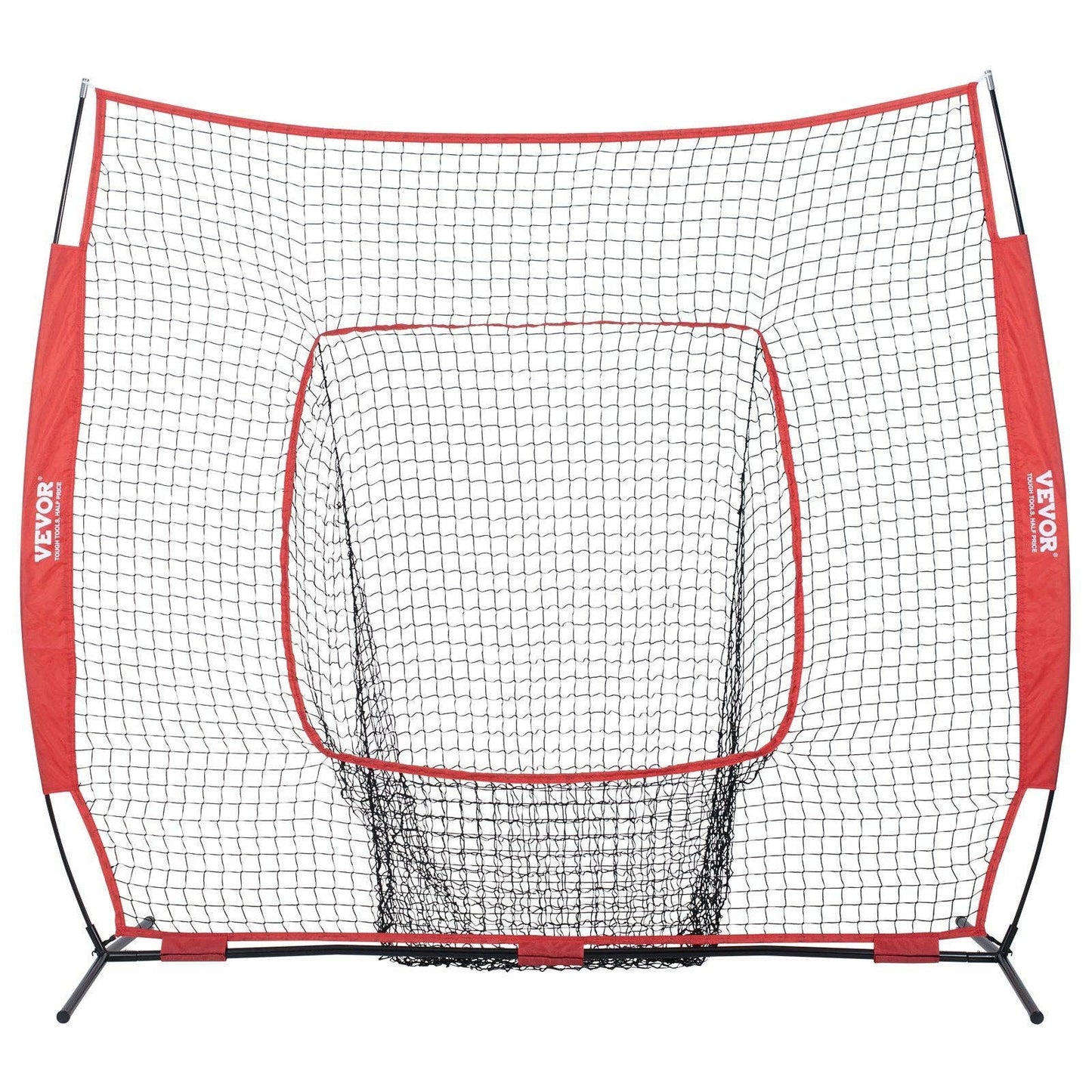 2,1x2,1 m Baseboll Softboll Träningsnät, Portabelt Basebollträningsnät för Slagträffar, Fångst och Pitching, Backstop Basebollutrustning Träningshjälpmedel med Bärväska och Slagzon