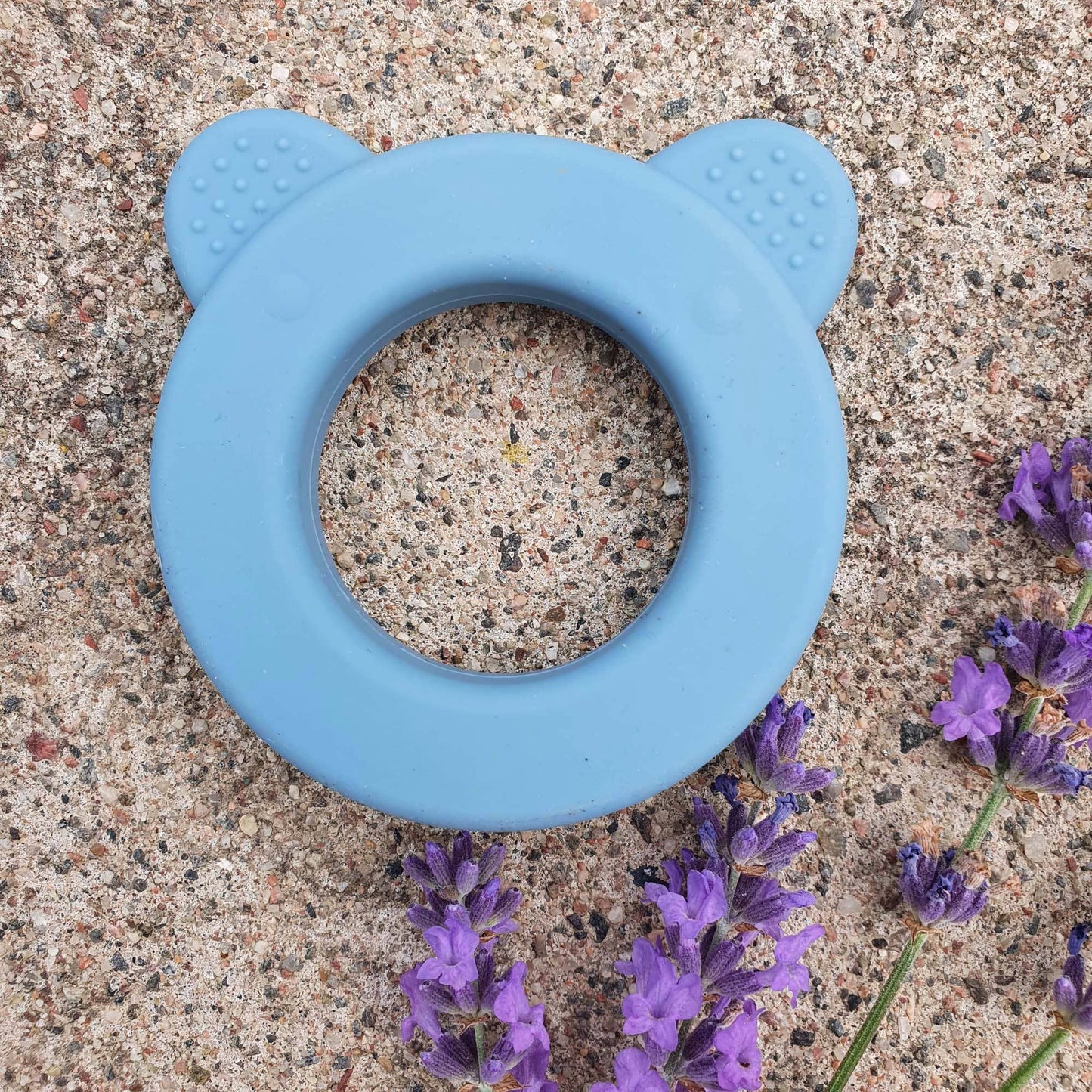 Summerville organic Silikon Baby Rattle Bear Stone Blue