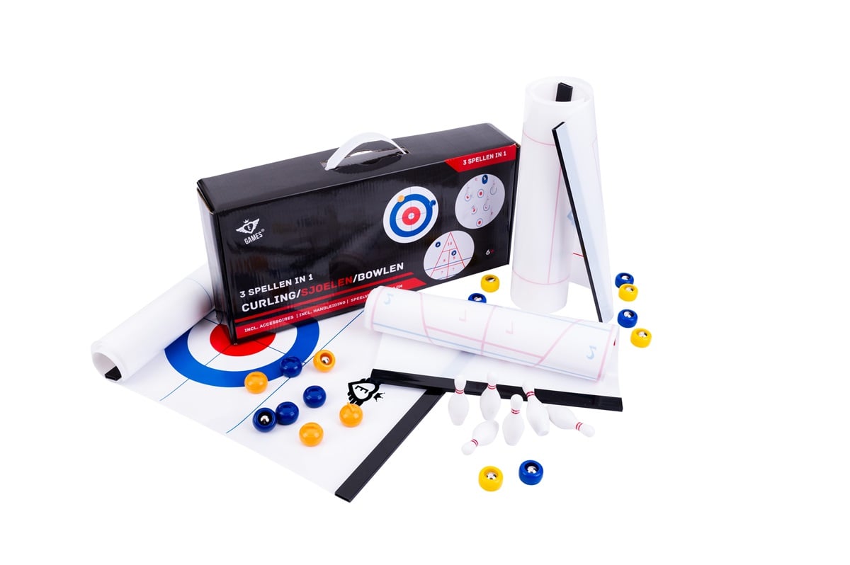 3-i-1-spellåda curling shuffle bowling