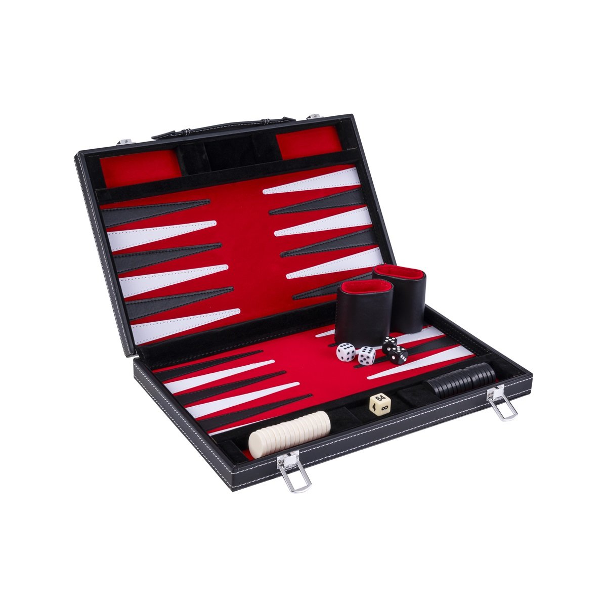 Backgammon röd/svart/vit