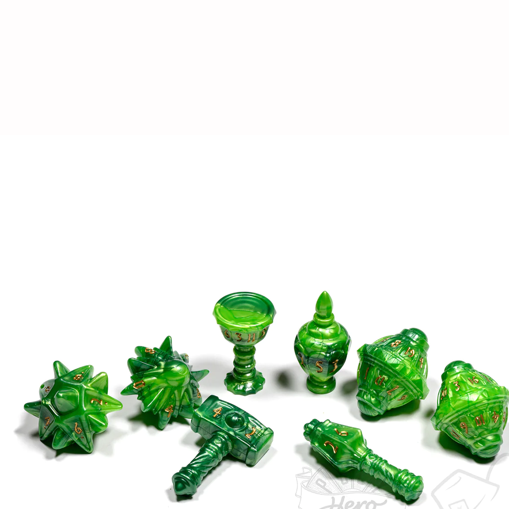 PolyHero Cleric 8 Dice Set Verdant Viridian