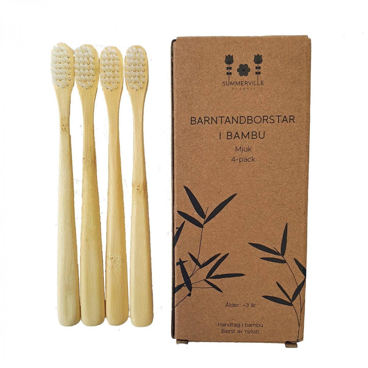 Summerville organic Barn Bambu Tandborste Naturlig 4-pack