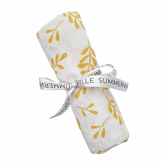 Summerville organic Ekologisk muslin swaddle filt blommig solgul