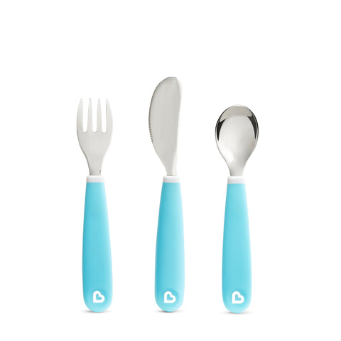 Munchkin Splash Fork Knife Spoon Blue + 18 Mån