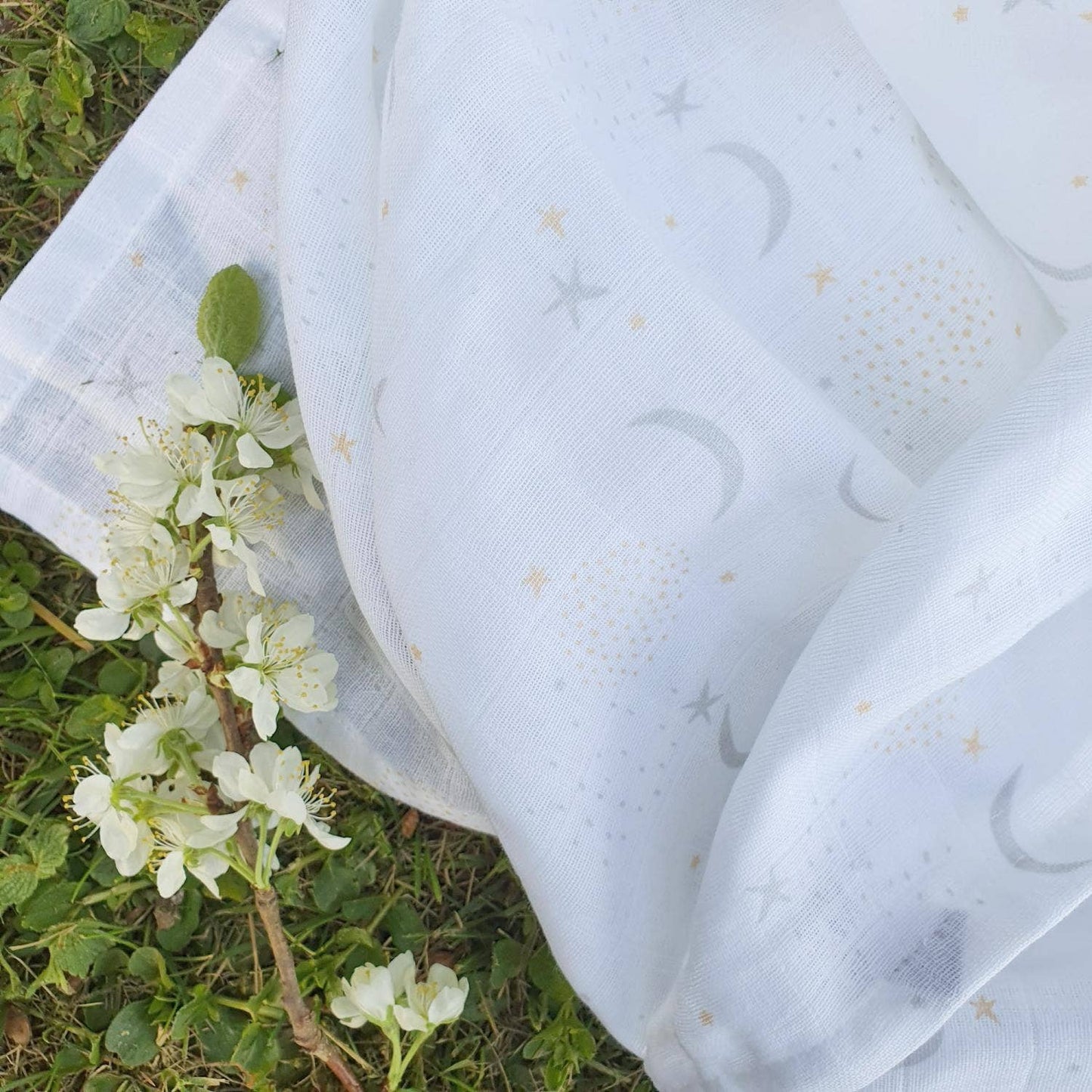 Summerville organic Ekologiska muslinfiltar 2-pack Stjärna Måne Gul