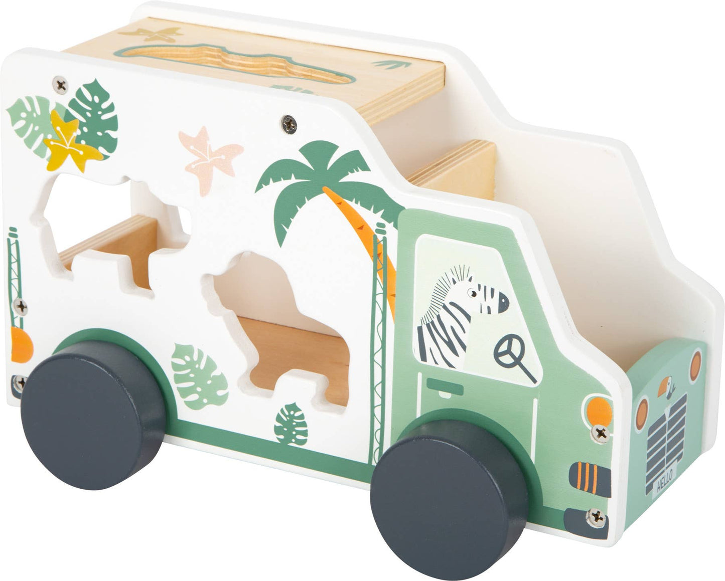 small foot small foot ”Safari” leksaksbil plug-in spel | motorik leksak | trä